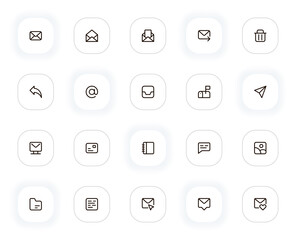 Email line icons set. Editable Stroke. 24x24 Pixel Perfect.