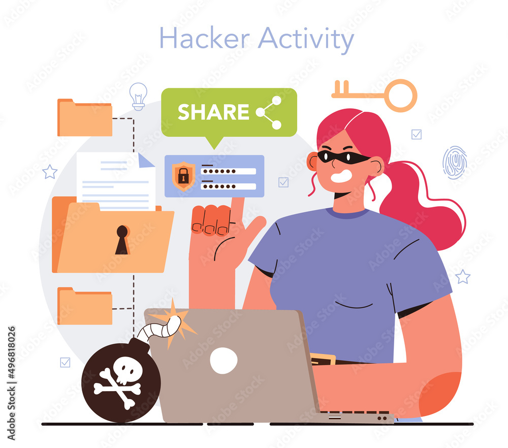 Poster cyber or web security specialist. digital data protection and database
