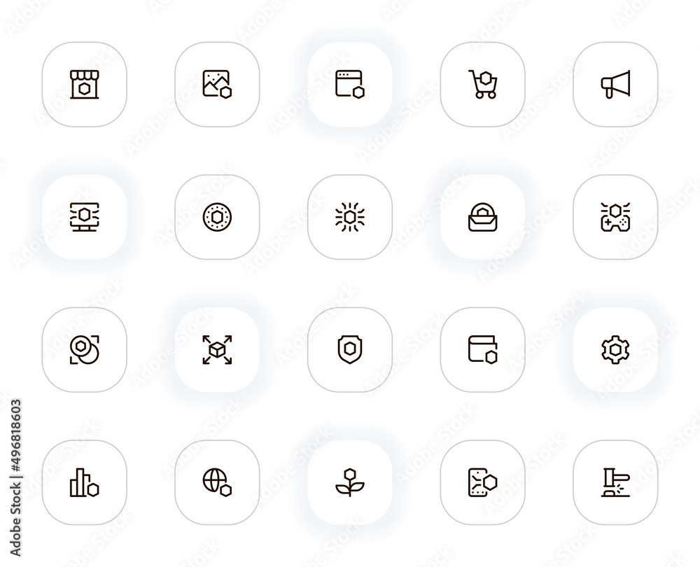 Aufkleber nft line icons set. editable stroke. 24x24 pixel perfect.