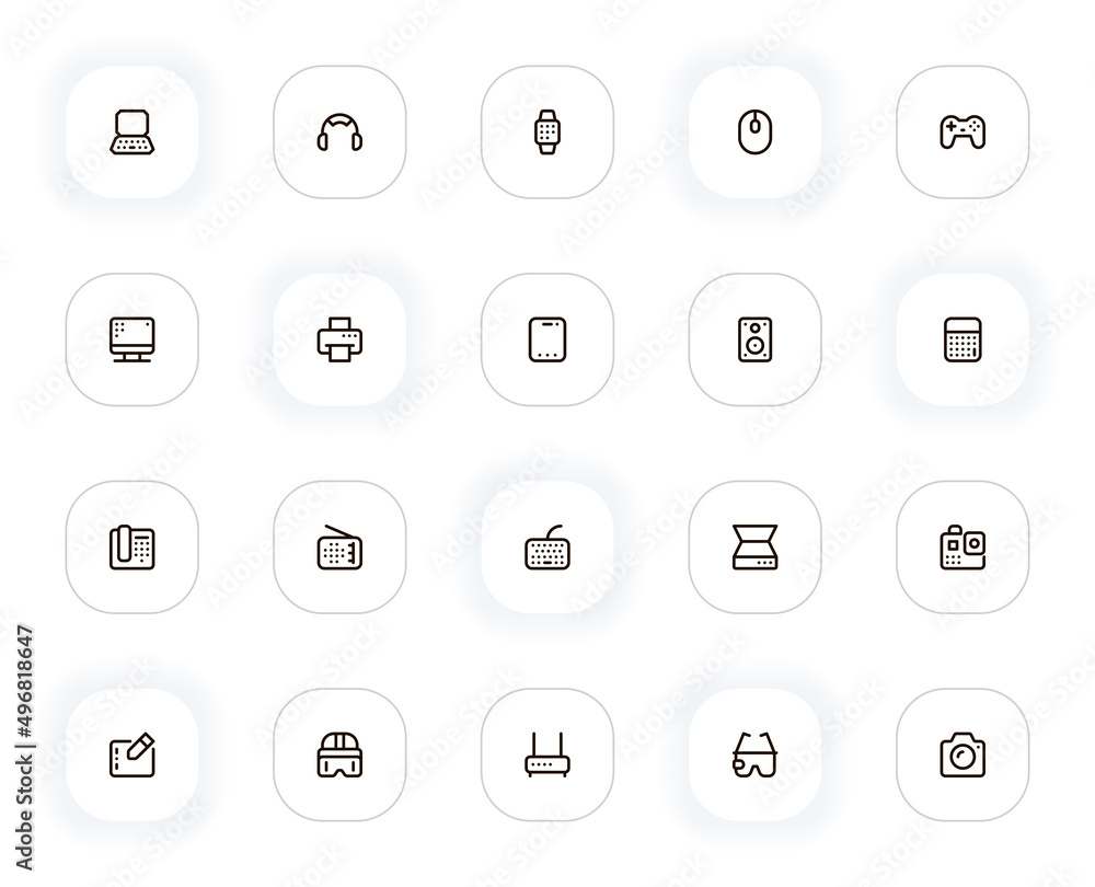 Fototapete computers and devices line icons set. editable stroke. 24x24 pixel perfect.