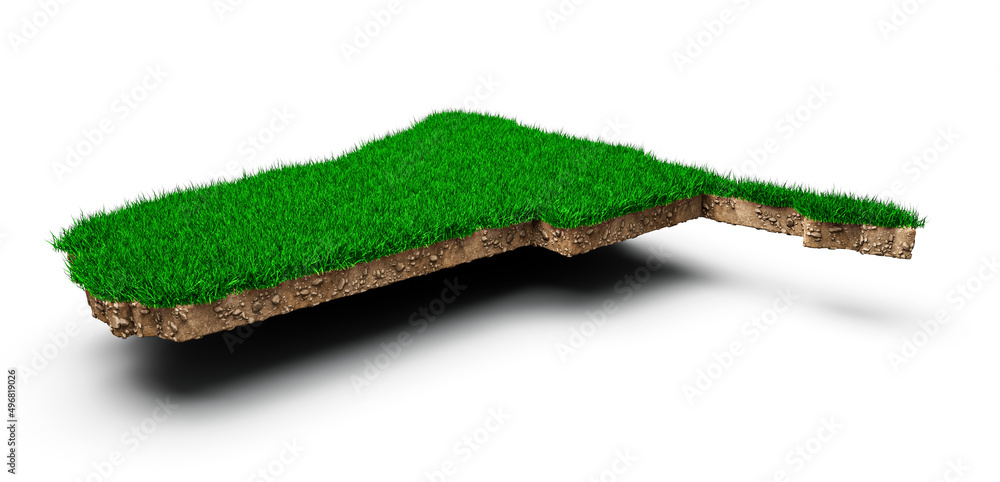 Poster 3d rendering of the namibia map in the grass and rock texture on a white background