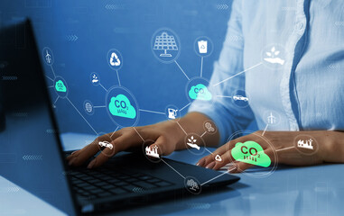  Reduce CO2 emission concept. Renewable energy-based green businesses can limit climate change and global warming.Sustainable development on renewable energy.