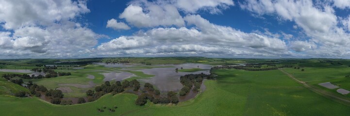 tasmanian coastal landscape in australia. aerial photos of rocky ocean views in southern tasmania. showing towns and farms.
