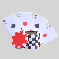 casino aces deck card game icon 3d illustration render