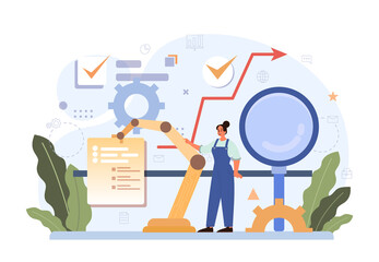 Diverse women in AI and STEM concept. Female character works