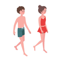 水着を着た男女のイラストセット