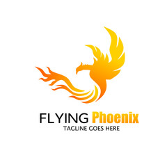 Illustration vector graphic of, template logo flying Phoenix feathers shape fire