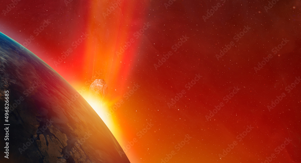 Poster attack of the asteroid on the earth 