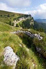 Fototapeta na wymiar Austro-Hungarian trenches of the Great War at Mount Pioverna. Folgaria, Trentino, Italy.