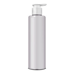 Cosmetic bottle with pump dispenser, realistic mockup. Beauty product container isolated on white background, vector mock-up. Template for design