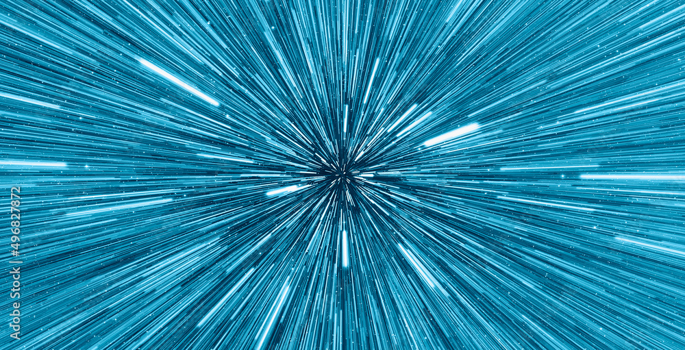 Aufkleber hyperspace jump - space travelling in the speed of light - abstract light with fibre-optic.