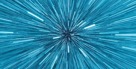 Obraz premium Hyperspace jump - Space Travelling in the Speed of Light - Abstract light with fibre-optic.