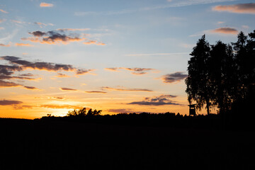 Fototapeta na wymiar Sunset in Wąsowo, Poland