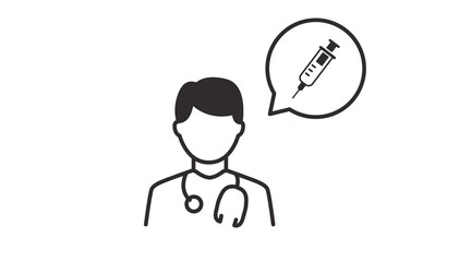 Doctor and Vaccine Icon. Vector isolated editable illustration