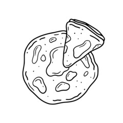 A pair of pancakes in a simple linear doodle style. Vector isolated sketch illustration.