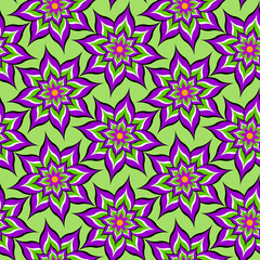 Flowers of lotus. Optical illusion of movement. Wrapping paper. Seamless pattern.
