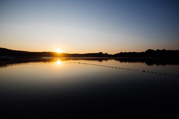 Sunset on the lake in Przybrodzin, Poland