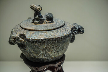 Closeup shot of a historic jade vase relic in China