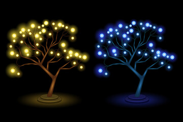 led lamp decoration tree realistic isolated black background