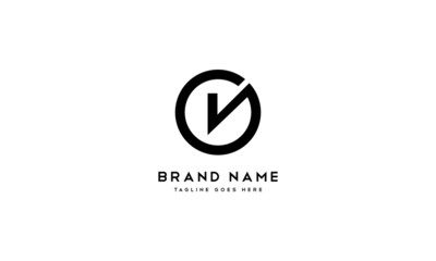 V logo letter circle design
