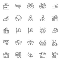 Help and care line icons set
