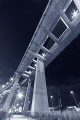 Night scenery of elevated highway or bridge