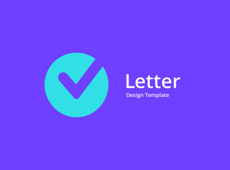 Letter V with check mark logo icon design template elements