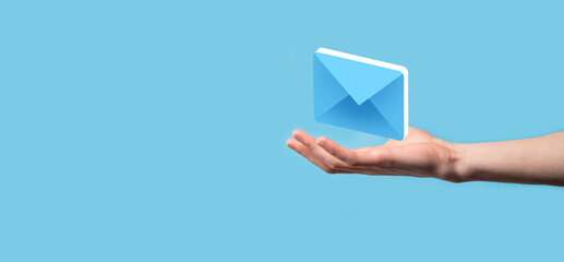 Email marketing and newsletter concept.Contact us by newsletter email and protect your personal information from spam mail concept.Scheme of direct sales in business. List of clients for mailing.