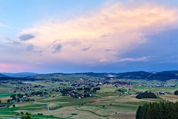 Evening falls on the Asiago plateau. Vicenza province, Veneto, Italy, Europe. - obrazy, fototapety, plakaty