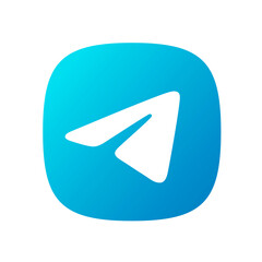 White paper plane on blue background. Vector icon