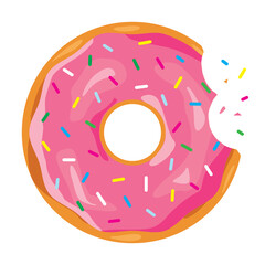 Colour donut with sprinkles on white background