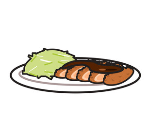 カツとキャベツの千切り