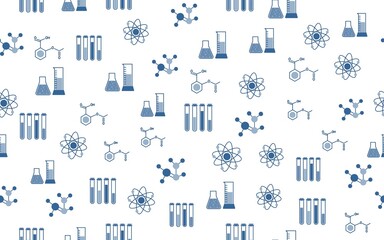 seamless pattern with elements on the topic of chemistry - obrazy, fototapety, plakaty