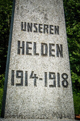 Monument to the fallen heroes in the World War 1914 to 1918, memorial stone in Germany