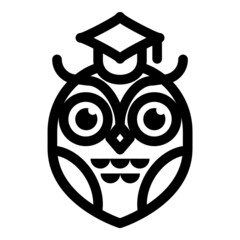 Owl  In Graduate Cap Flat Icon Isolated On White Background