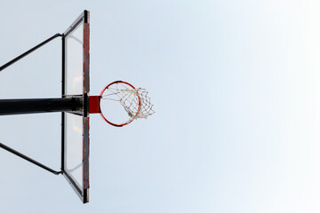 basketball hoop view from below