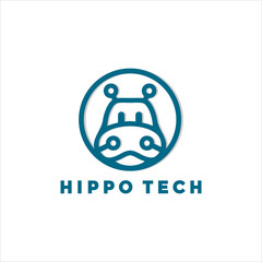 Modern hippo technology logo illustration design