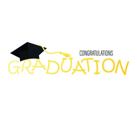 Congratulations Graduate. Template for design party high school or college, graduation invitations or banner.