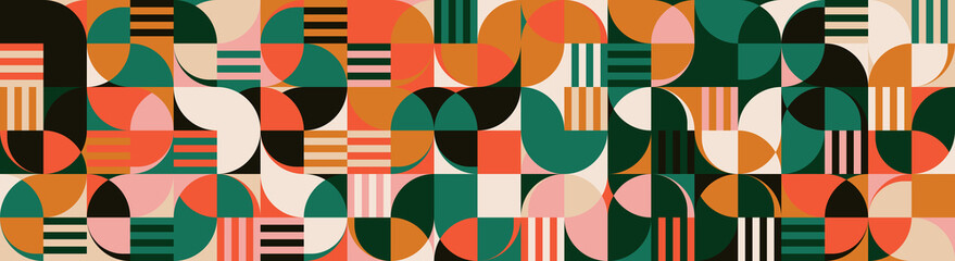 Fototapeta Bauhaus Inspired Graphic Pattern Artwork Made With Abstract Vector Geometric Shapes obraz