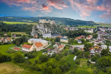 Deurstickers Beckov-kasteel in Slowakije dichtbij Trencin-stad © Fyle
