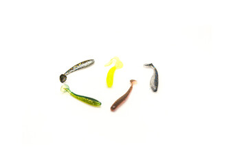 Colorful wide selection of Plastic Worms Baits Paddle Tail Swim baits with Chartreuse Glitter and...