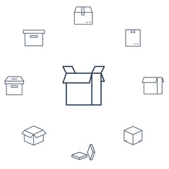 Box icons set . Box pack symbol vector elements for infographic web