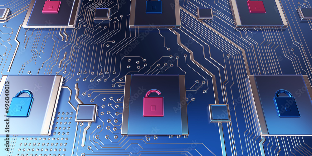 Aufkleber Security concept/Cyber security concept. Padlock icon on digital technology   background. Illustrates cyber data security or information privacy idea in mother server is processing the data. 