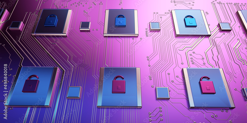 Aufkleber Security concept/Cyber security concept. Padlock icon on digital technology   background. Illustrates cyber data security or information privacy idea in mother server is processing the data. 