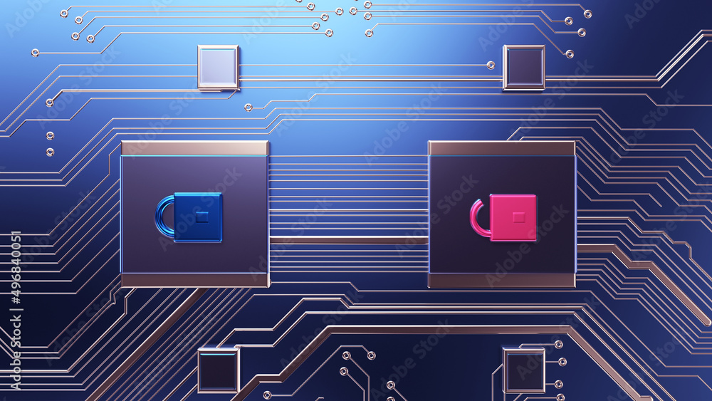 Aufkleber Security concept/Cyber security concept. Padlock icon on digital technology   background. Illustrates cyber data security or information privacy idea in mother server is processing the data. 