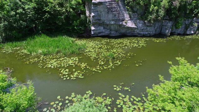 Buky Canyon summer landscape, Hirskyi Tikych river, Cherkasy Region, Ukraine.
