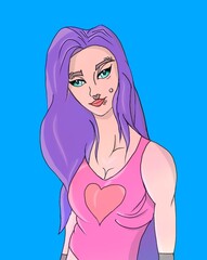 this is a digital image of a beautiful punk women after a workout