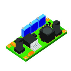 Isometric vector illustration of module board buck converter
