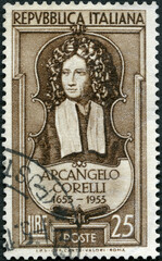 ITALY - 1953: shows Arcangelo Corelli (1653-1713), composer, 1953