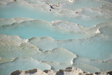 The actual look of Pamukkale (Travertine pools and terraces) in Denizli, Turkey. World Heritage Site by UNESCO